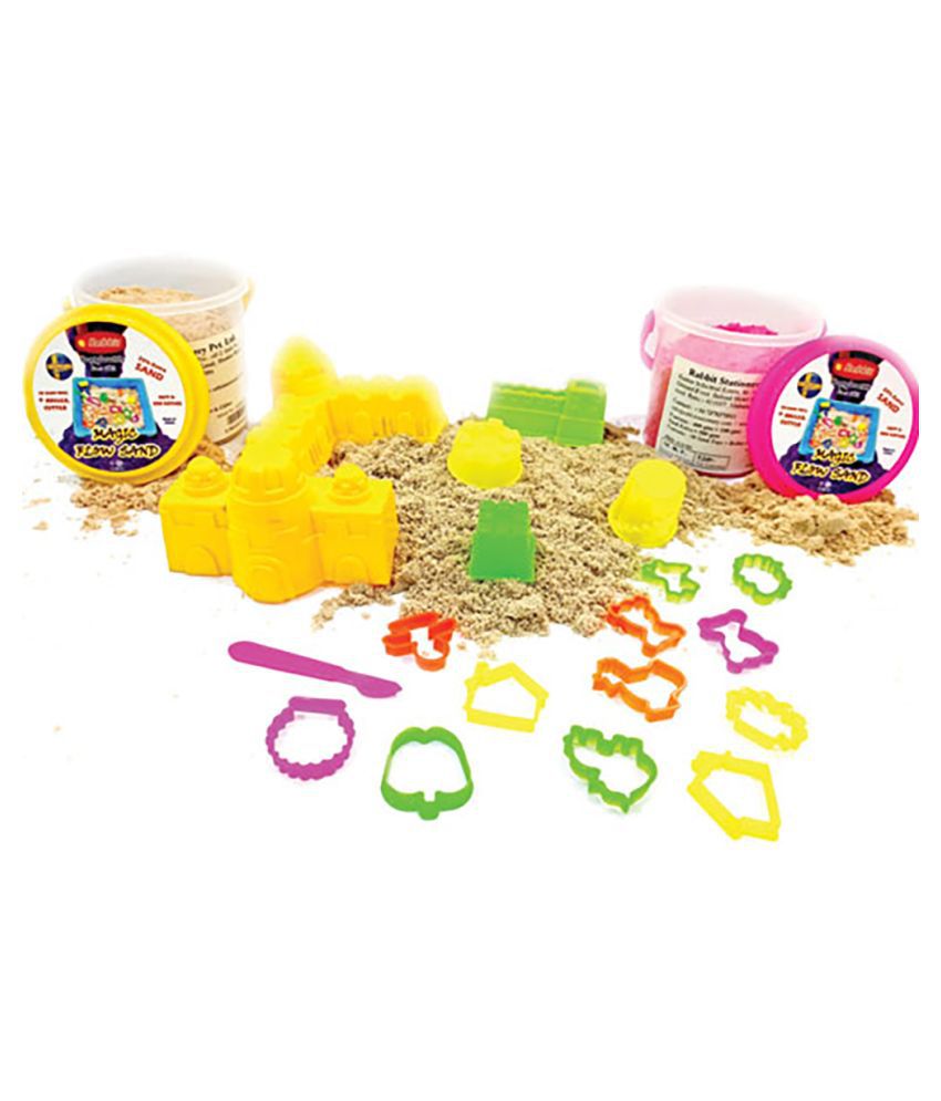     			2 Sand Bucket 500 gms| Sand Clay With Shapes|Kids playing Sand|Kinetic Sand With Moulds|Sand For Kids|Sand toy| Perfect Creative products for Kids Boys Girls|Combo Pack Contains 2 Sand Bucket with 10 Sand toys each + 1 ROLLER & Cutter
