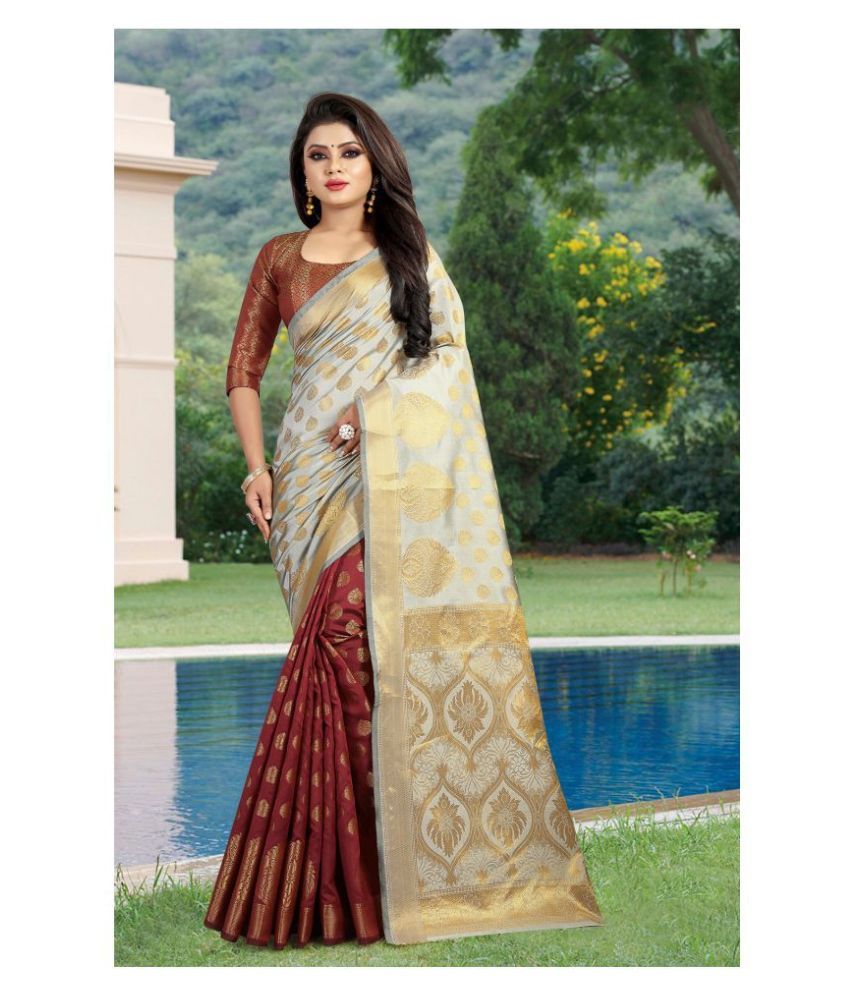     			Gazal Fashions - Beige Silk Saree With Blouse Piece (Pack of 1)