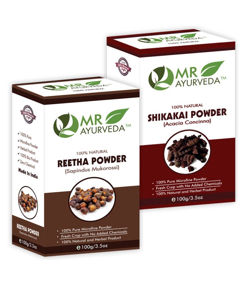     			MR Ayurveda 100% Pure Reetha Powder and Shikakai Powder Hair Scalp Treatment 200 g Pack of 2