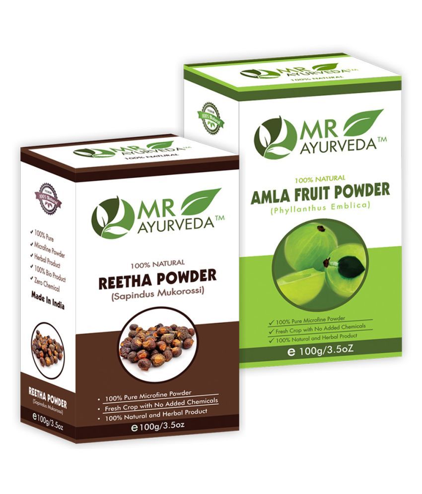     			MR Ayurveda Amla Powder and Reetha Powder Hair Scalp Treatment 200 g Pack of 2