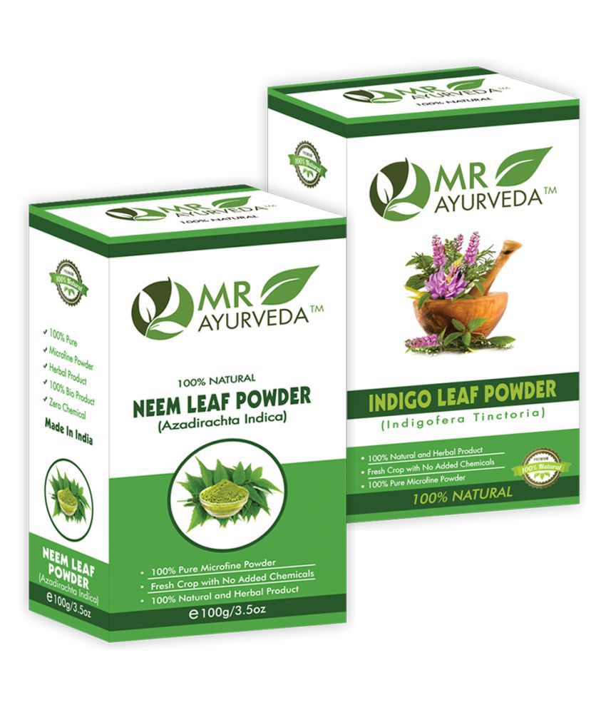    			MR Ayurveda 100% Herbal Neem Powder and Indigo Powder Hair Scalp Treatment 200 g Pack of 2