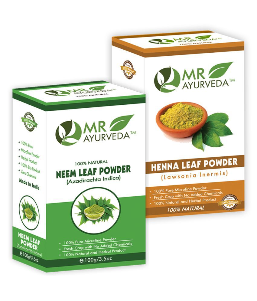     			MR Ayurveda 100% Organic Neem Powder and Henna Powder Hair Scalp Treatment 200 g Pack of 2