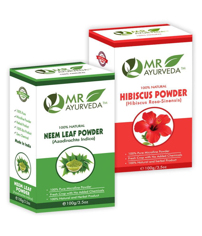     			MR Ayurveda 100% Pure Neem Powder and Hibiscus Powder Hair Scalp Treatment 200 g Pack of 2