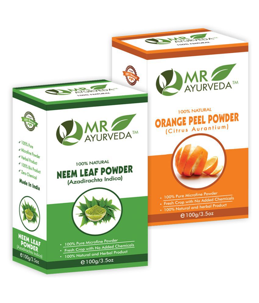 MR Ayurveda Organic Neem Powder & Orange Peel Powder Face Pack Masks 200 gm Pack of 2