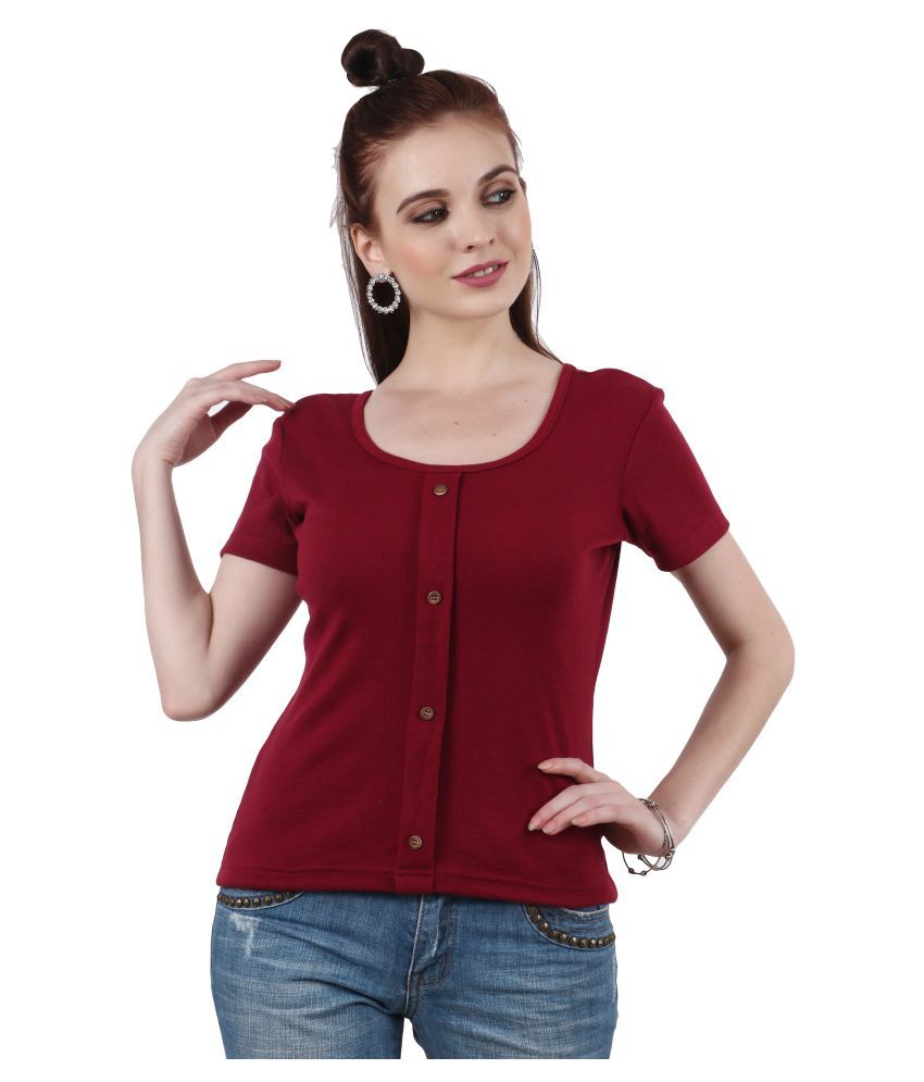     			POPWINGS Polyester Regular Tops - Maroon Single