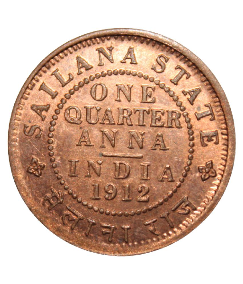     			1 Quarter Anna 1912 { Sailana State } 5th King George - British India Old and Rare Coin