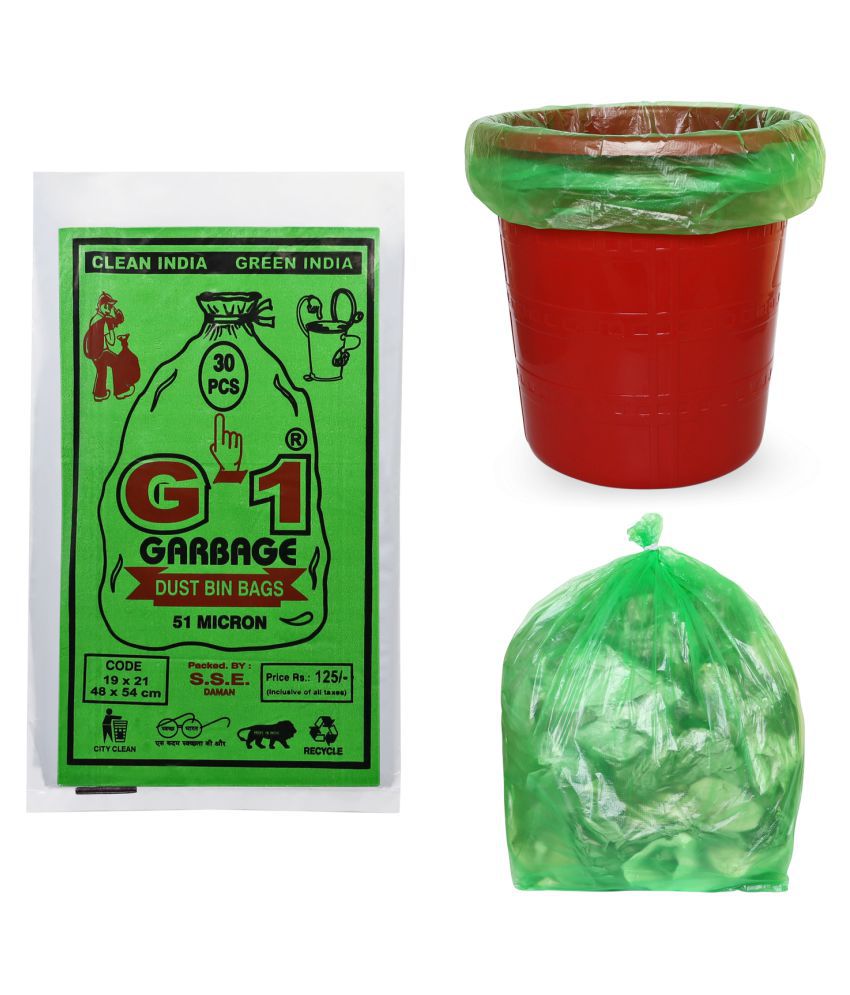     			G-1 - 3 Packs Medium Disposable Garbage Bags for Wet Waste, Green Color (90 pcs)