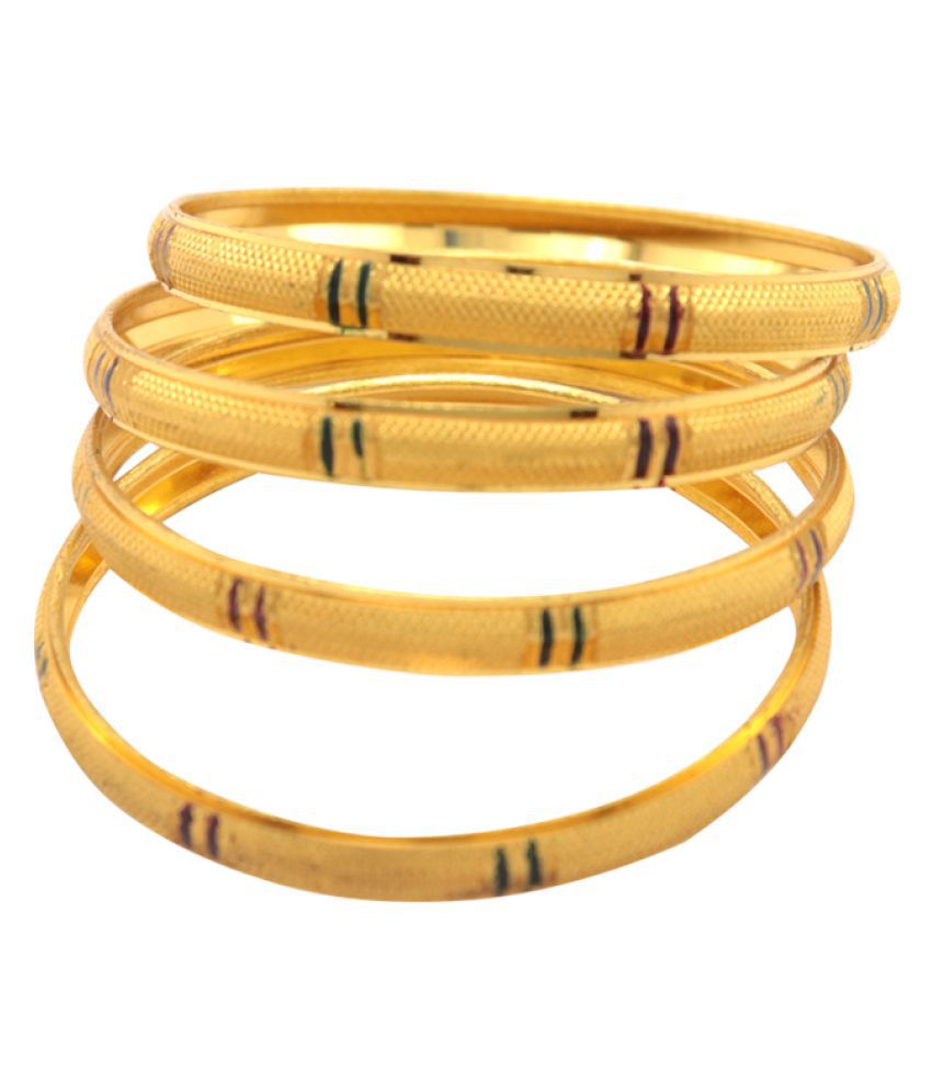 MOONPLUS Gold Plated Cut work Daily wear Bangles: Buy MOONPLUS Gold ...