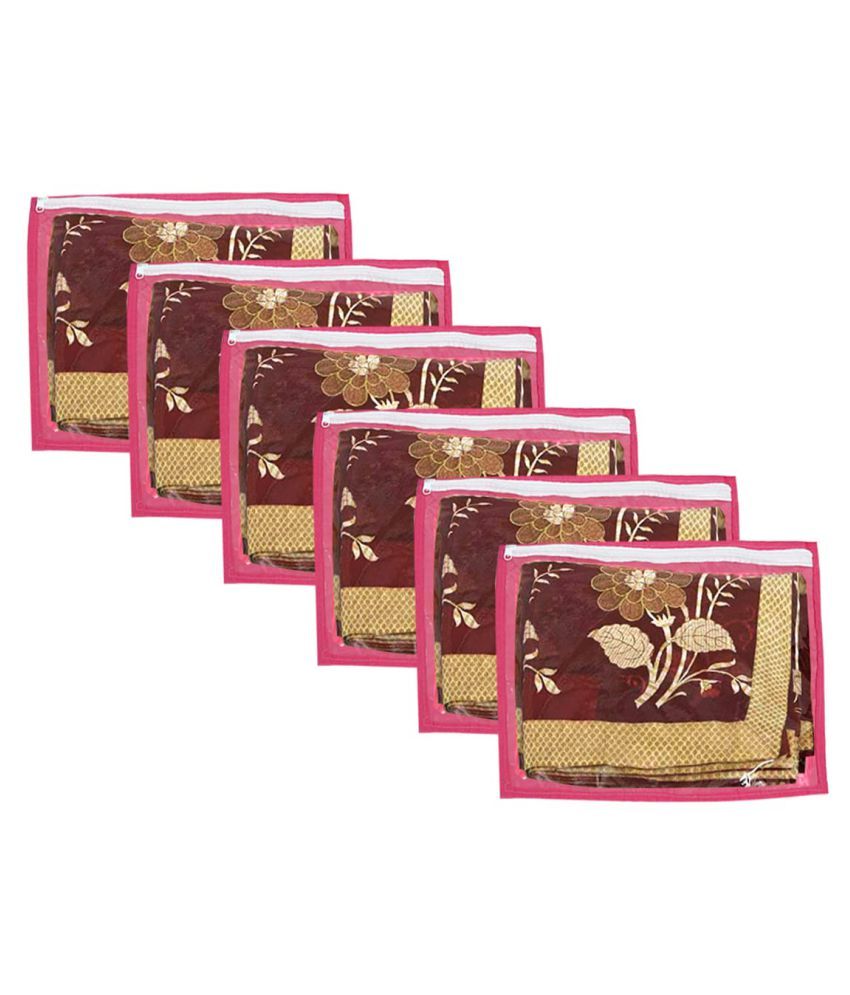     			KIVYA Saree storage bag organizer Garment cover, storage organizer Saree Covers For Wardrobe Storage Organizer Clothes Bags For Closet Organiser -set of 6