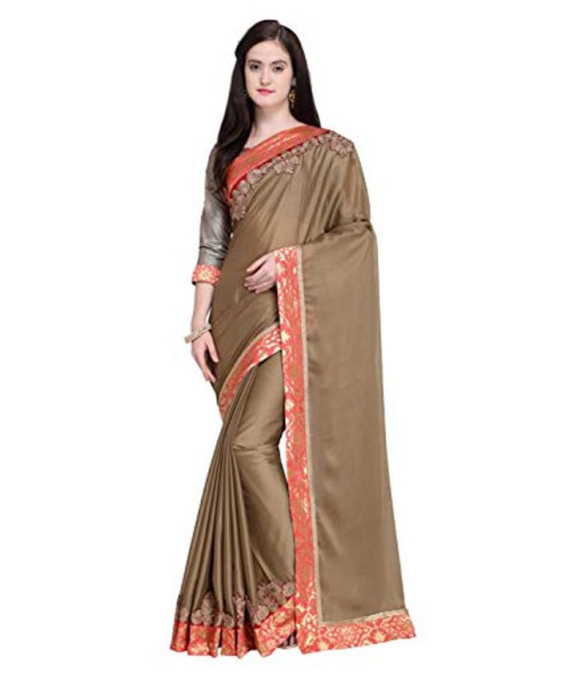     			Aarrah Brown Crepe Saree - Single