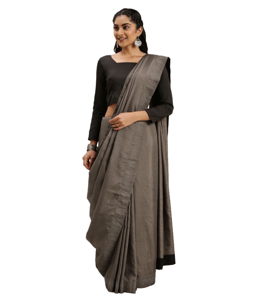     			Aarrah Brown Silk Blends Saree - Single