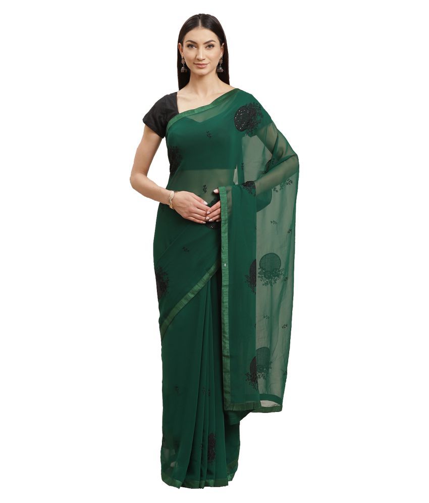     			Aarrah Green Georgette Saree - Single