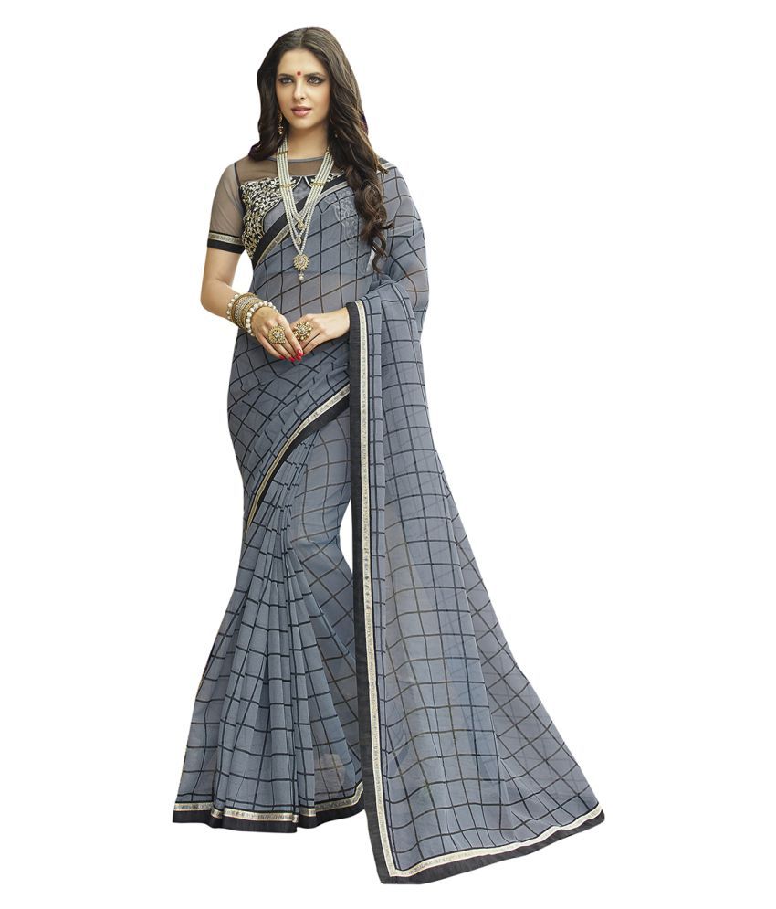     			Aarrah Grey Net Saree - Single