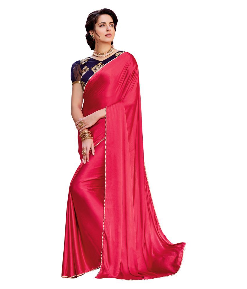     			Aarrah Pink Satin Saree - Single