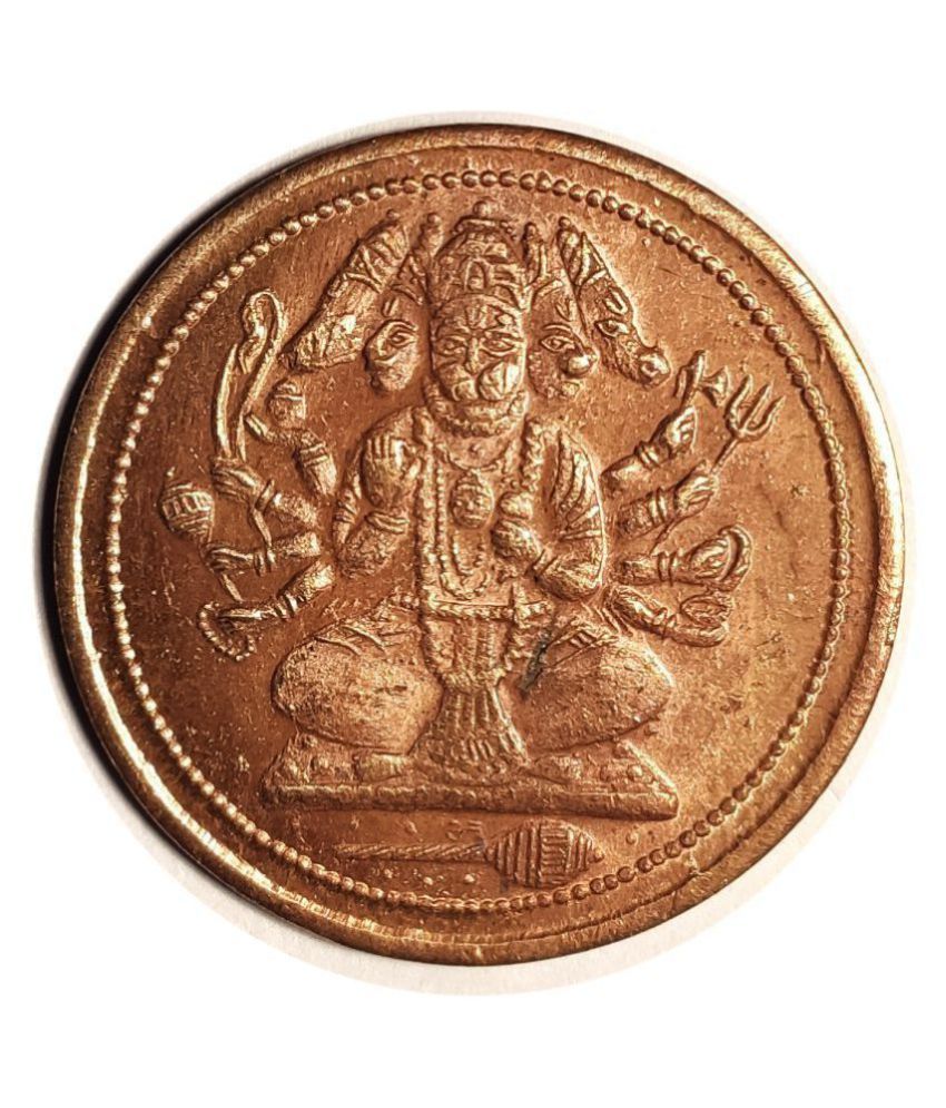 LORD PANCHMUKHI HANUMAN SITTING EAST INDIA COMPANY ANNA 1818 MATA COIN LORD PANCHMUKHI HANUMAN SITTING EAST INDIA COMPANY ANNA 1818 MATA COIN