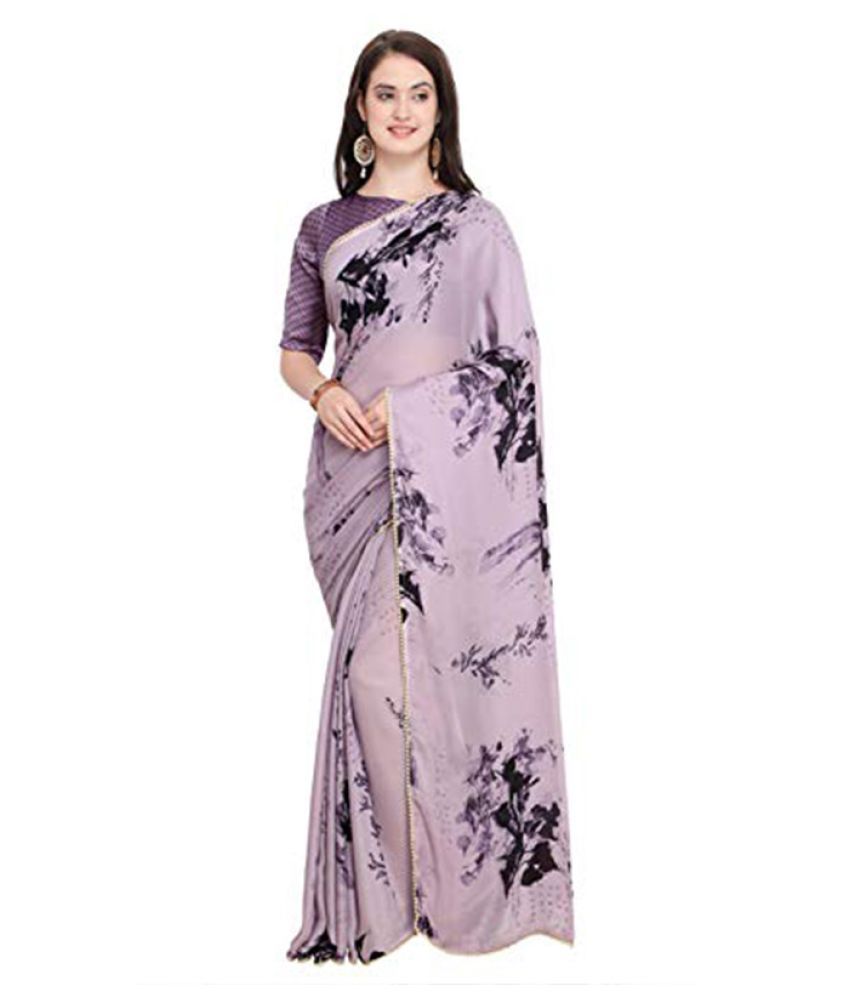     			Shaily Retails Purple Satin Saree - Single