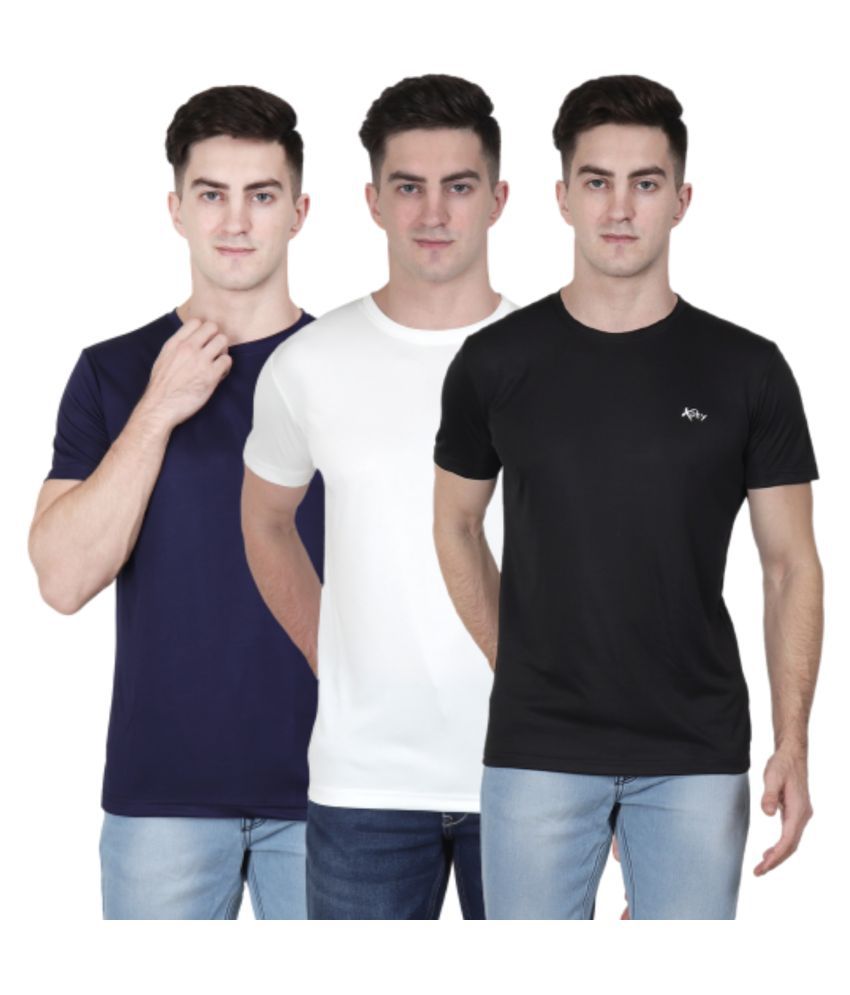 xohy - Multicolor Polyester Regular Fit Men's Sports T-Shirt ( Pack of 3 )