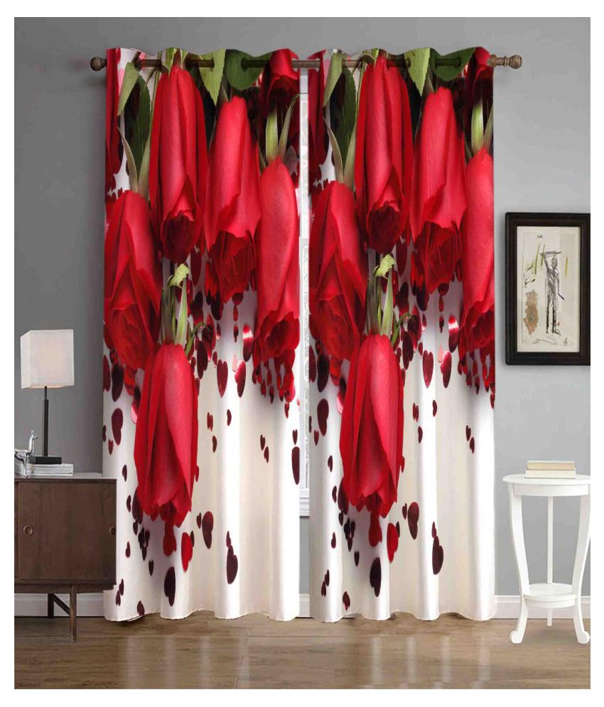     			Koli collections - Multicolor Pack of 2 Silk Window Curtain (2.5 ft X 5 ft)