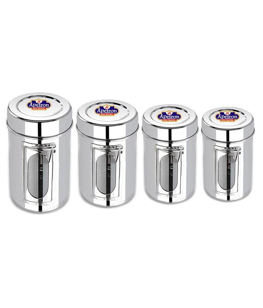     			APEIRON See Through dabba Steel Food Container Set of 4 18200 mL
