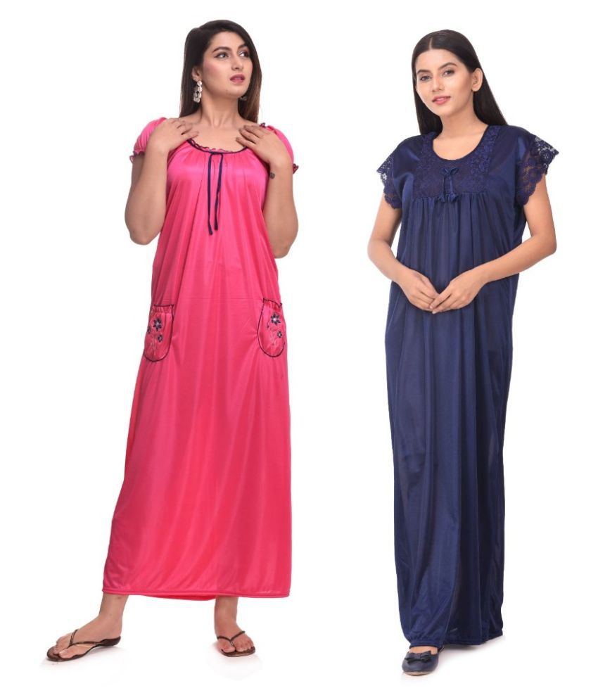     			Apratim Satin Nighty & Night Gowns - Multi Color Pack of 2