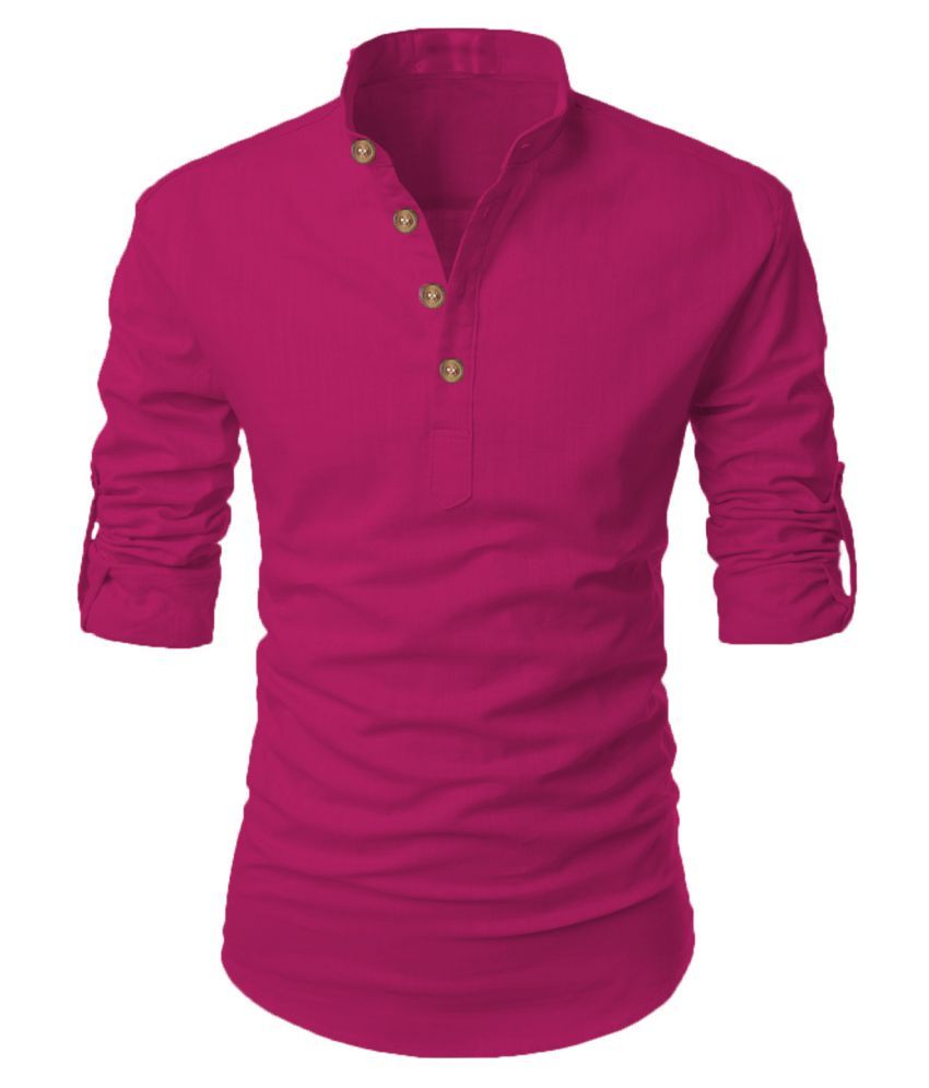     			Vida Loca Pink Cotton Kurta Single