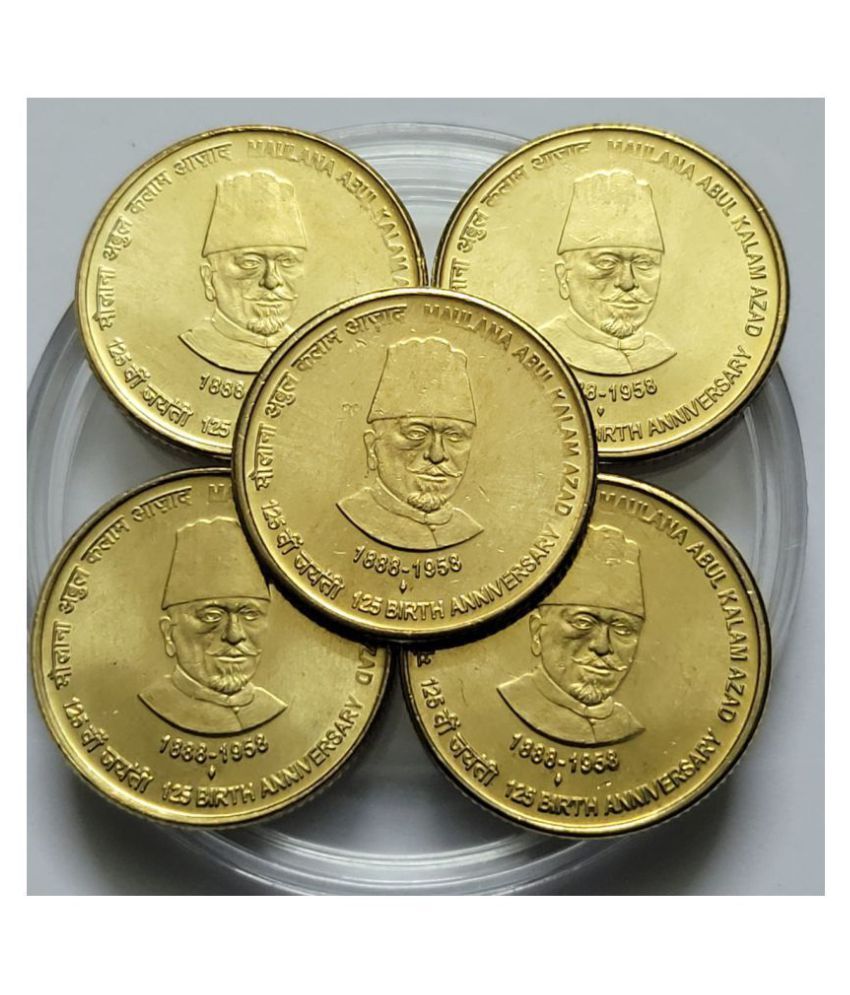     			Gscollectionshop - Maulna Abul Kalam Azad 5 Numismatic Coins