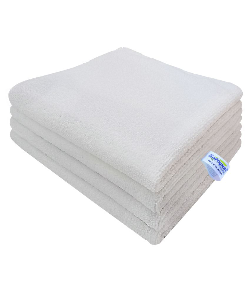     			SOFTSPUN Microfiber Cloth - 4 pcs - 40x40 cms - 340 GSM White - Thick Lint & Streak-Free Multipurpose Cloths - Automotive Microfibre Towels for Car Bike Cleaning Polishing Washing & Detailing