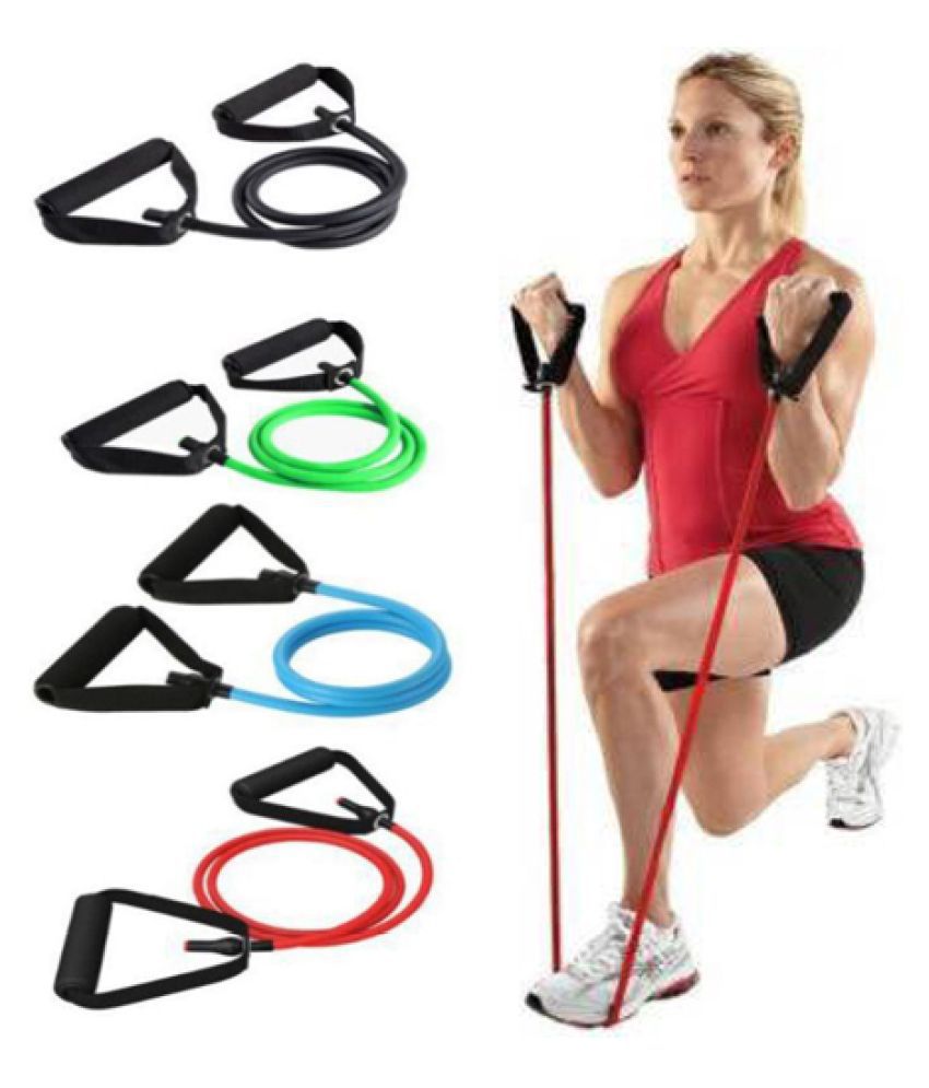     			Single Resistance Tube Exercise Bands for Stretching, Workout, and Toning for Men, and Women (Multicolour)