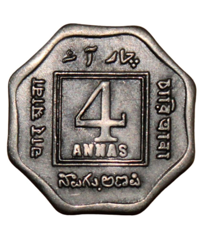     			4   Annas  ( 1919 )   George   V   King   Emperor   India    Pack    of    1    Extremely    Rare    Coin
