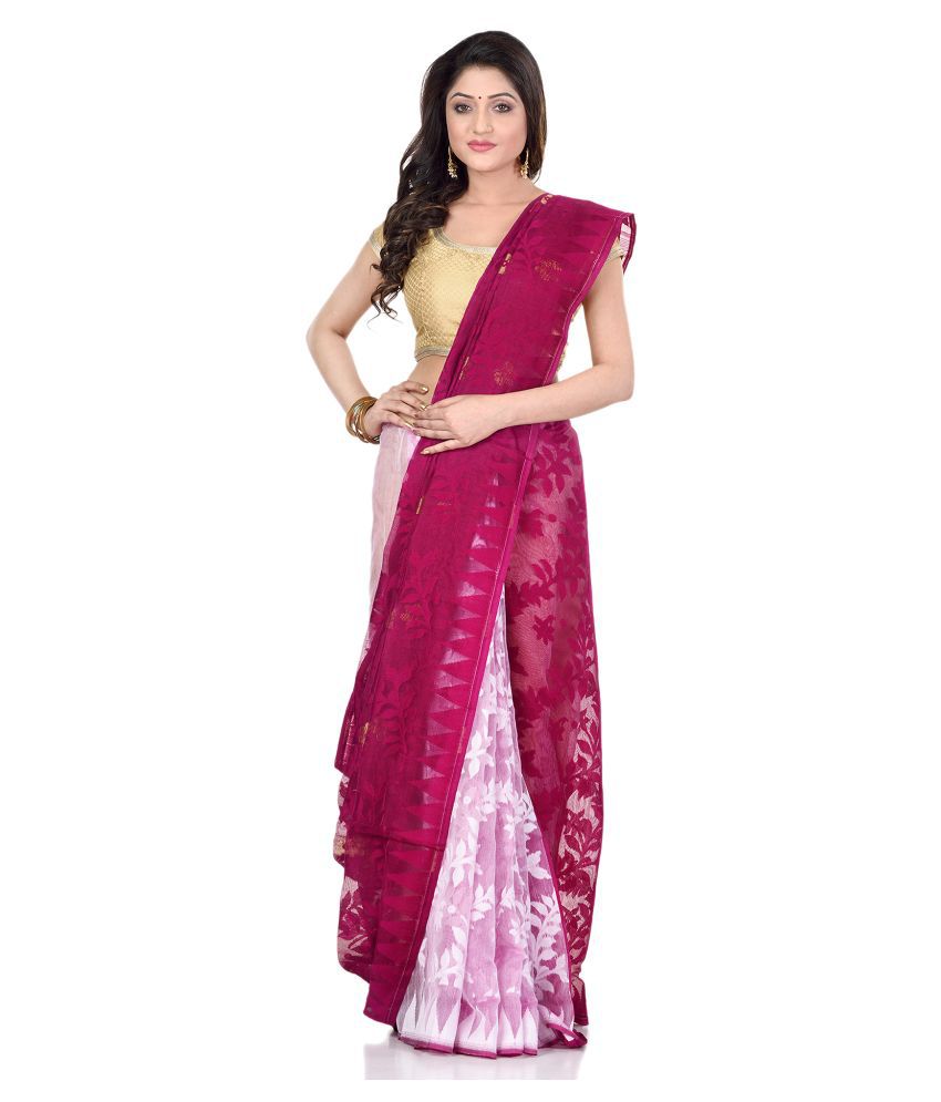     			Desh Bidesh - Purple Silk Blend Saree Without Blouse Piece (Pack of 1)
