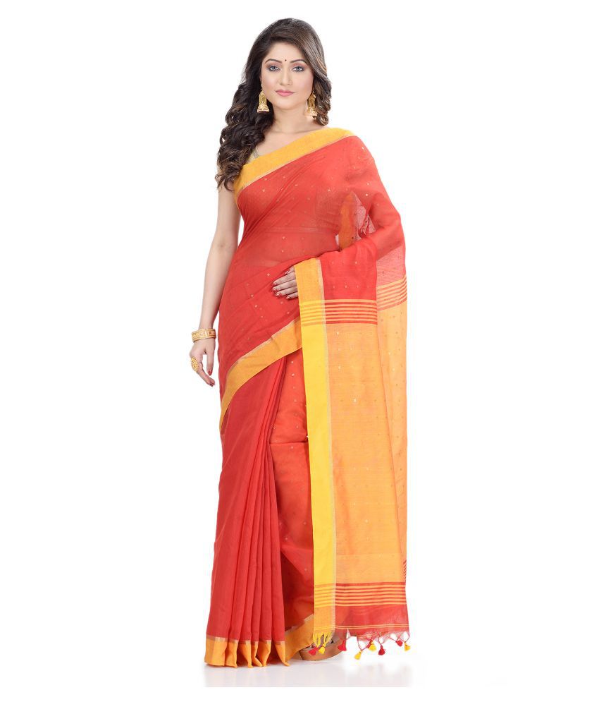     			Desh Bidesh Red Bengal Handloom Saree - Single