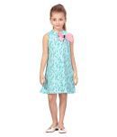 K&U Cotton Blend A-line For Girls ( Pack of 1 , White & Green )