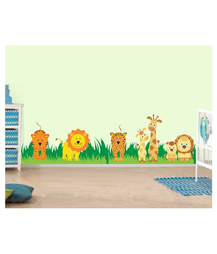     			Asmi Collection Cute Animals in the Grass Wall Sticker ( 40 x 136 cms )