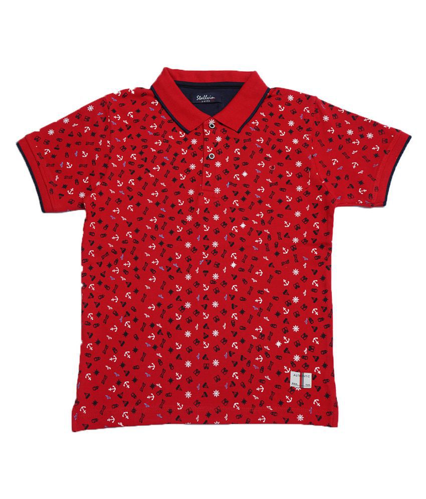 Stallvin Round Neck T-shirt For Boys-Red (7-8Years)