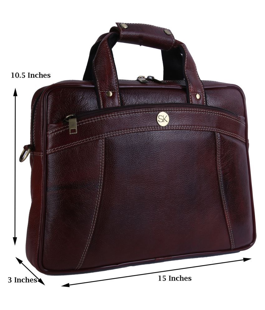SK TRADER SK-A72.BR Brown Leather Office Bag
