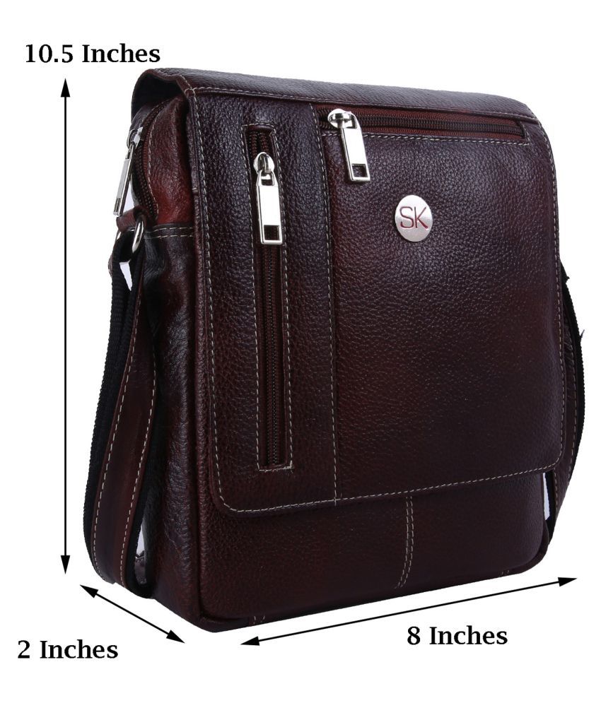 SK TRADER SK-A87.BR Brown Leather Office Bag