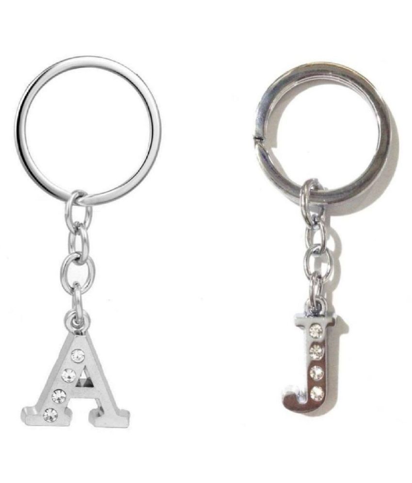    			Americ Style Combo offer of Alphabet ''A & J'' Metal Keychains (Pack of 2)