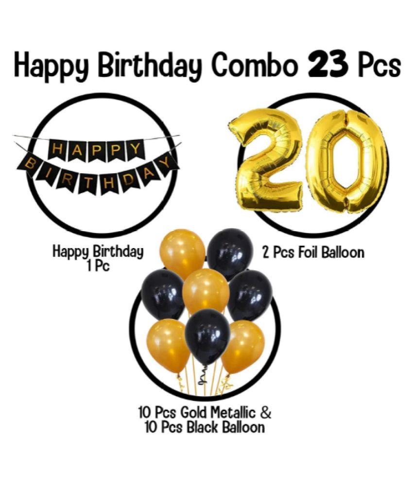     			Blooms Event Memorable   20  HBD   Black  and Golden combo set