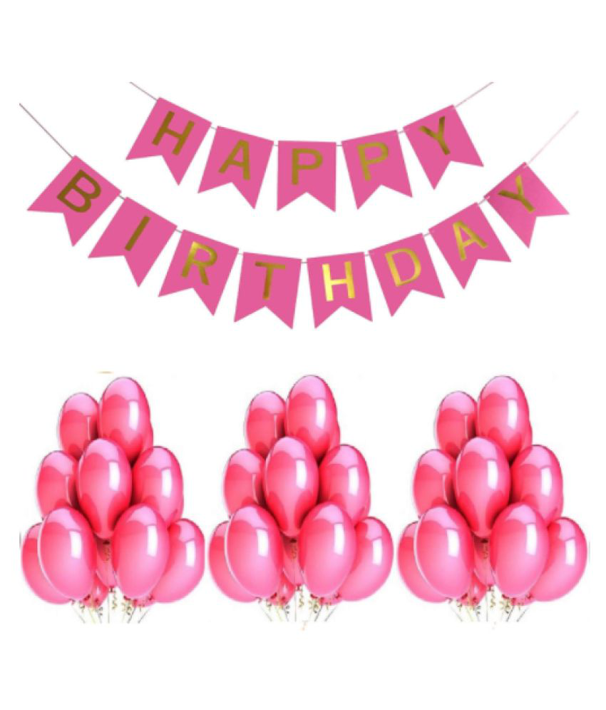     			Blooms Event HBD Pink Banner and Amazing  Metallic Balloon combo set ( Pack  of 31 )