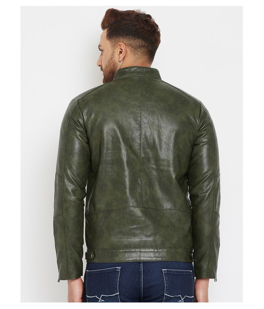 Crimsoune Club Green Leather Jacket - Buy Crimsoune Club Green Leather ...