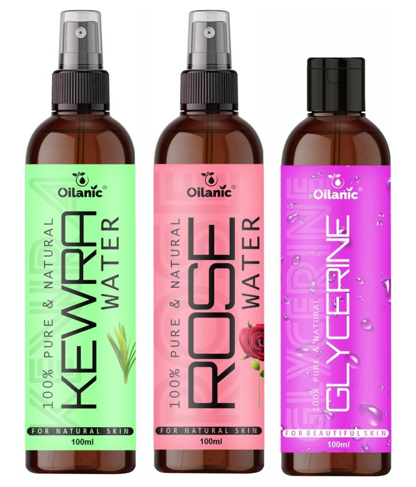     			Oilanic  Kewra Water, Rose Water    & Glycerine Skin Tonic 300 mL Pack of 3