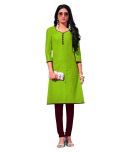 shree jeenmata collection Green Cotton Straight Kurti - Single