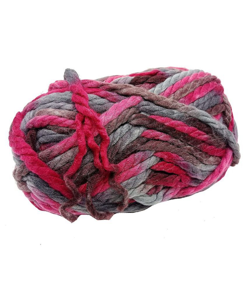     			PRANSUNITA Super Soft Spaghetti Thick Chunky Wool Yarn for Knitting and Crochet Project, - 150 GMS – Color - Magenta Grey