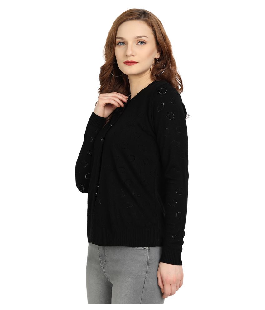     			Clapton Acrylic Black Buttoned Cardigans -