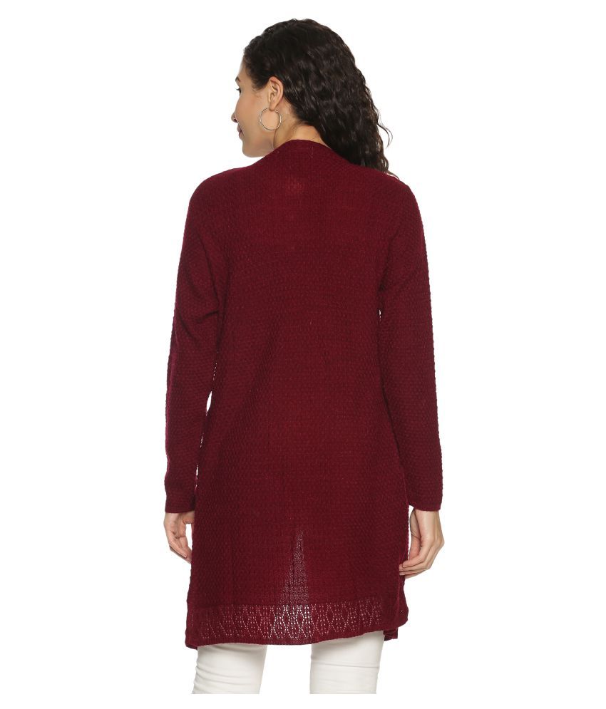     			Clapton Acrylic Maroon Buttoned Cardigans -