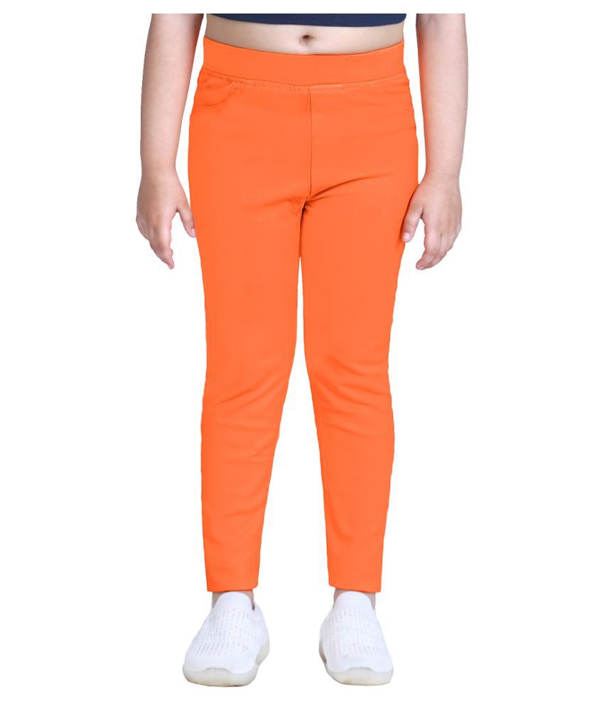     			Naughty Ninos - Orange Cotton Girls Leggings ( Pack of 1 )