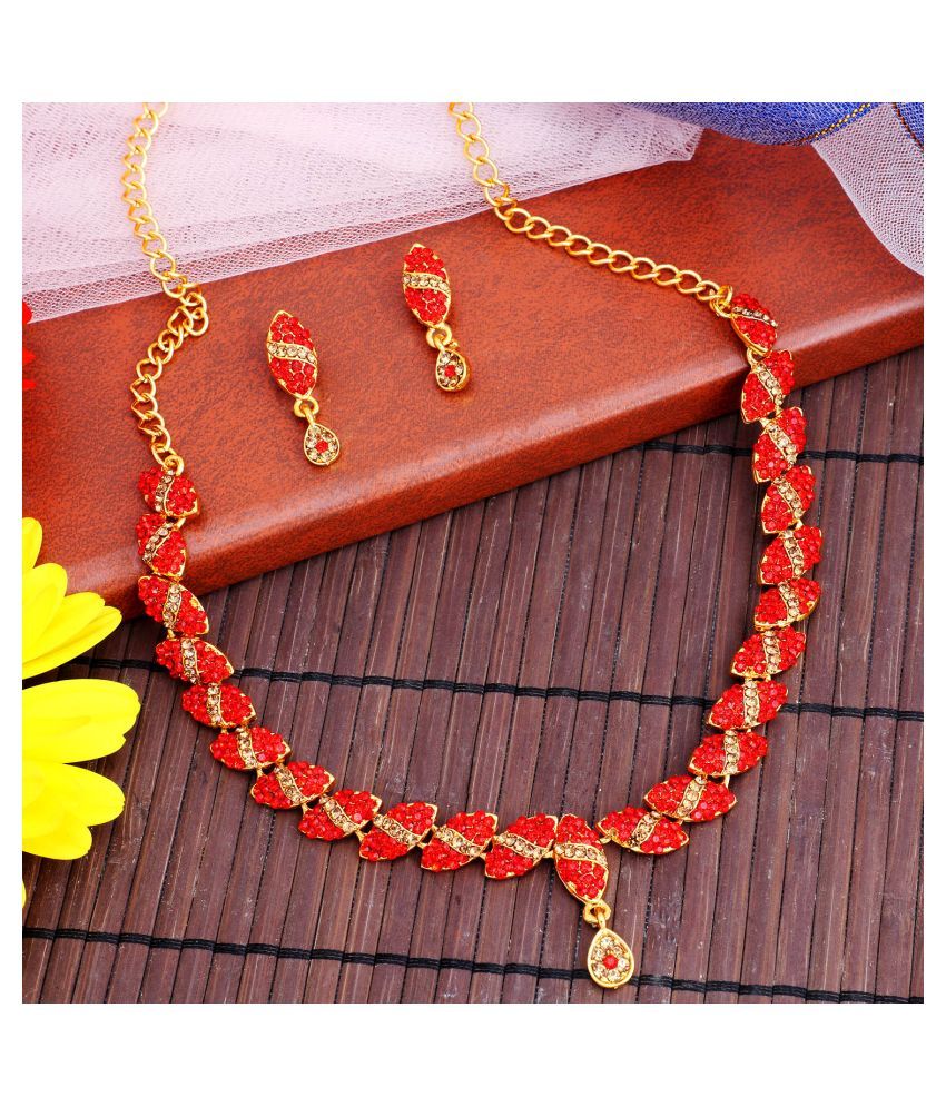     			Sukkhi Alloy Red Traditional Necklaces Set Collar