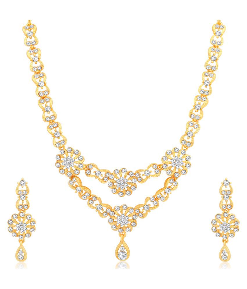     			Sukkhi Alloy White Traditional Necklaces Set Collar