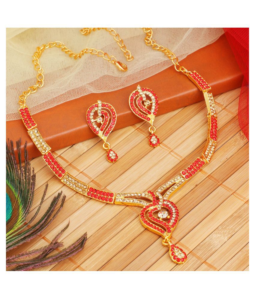     			Sukkhi Alloy Red Traditional Necklaces Set Collar