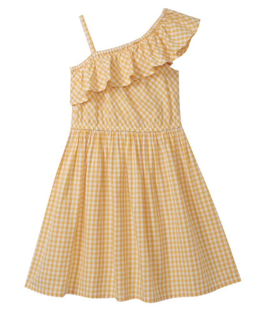     			Cub McPaws Girls Midi-Knee Length Casual Dress (Yellow, Sleeveless)